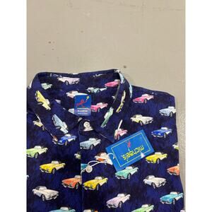 NWT Michael’s Mens XL Button Down Shirt - Classic Cars Corvette Print - Navy